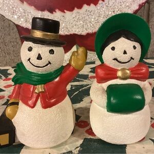Vintage 1970’s Ceramic Hand-painted Snowmen Salt & Pepper Shakers